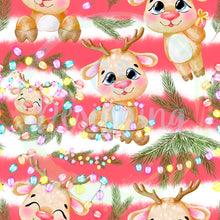 Load image into Gallery viewer, Reindeer Christmas lights seamless pattern
