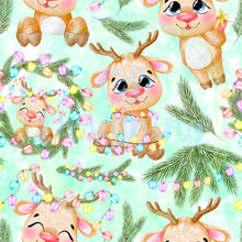 Load image into Gallery viewer, Reindeer Christmas lights seamless pattern