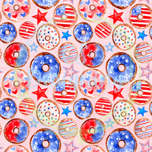 Load image into Gallery viewer, Patriotic donuts seamless pattern