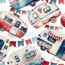 Load image into Gallery viewer, Patriotic camping seamless pattern