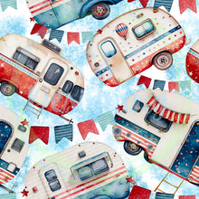 Load image into Gallery viewer, Patriotic camping seamless pattern