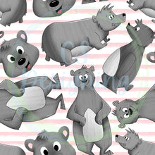 Load image into Gallery viewer, Gray bears seamless pattern