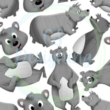 Load image into Gallery viewer, Gray bears seamless pattern