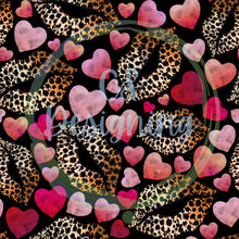 Load image into Gallery viewer, Cheetah lips & hearts seamless pattern