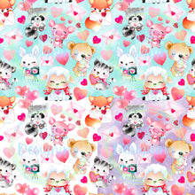 Load image into Gallery viewer, Valentines animals seamless pattern