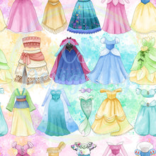 Load image into Gallery viewer, Princess dresses seamless pattern
