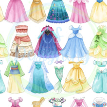 Load image into Gallery viewer, Princess dresses seamless pattern
