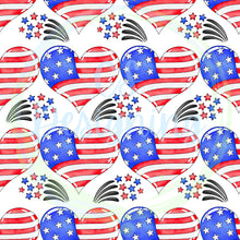 Load image into Gallery viewer, 4th of July hearts seamless pattern

