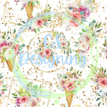 Load image into Gallery viewer, Ice cream floral seamless pattern
