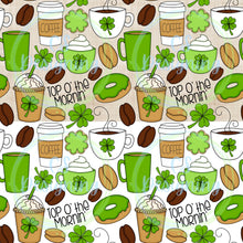 Load image into Gallery viewer, St Patrick’s day coffee seamless pattern
